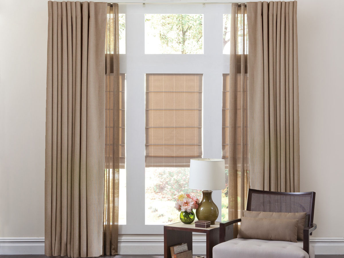 Flat Style Roman Shades with Draperies